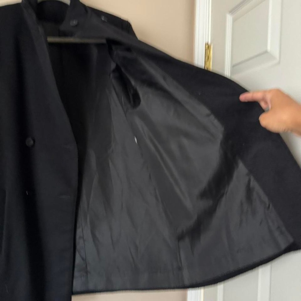 Vintage Black Saks Fifth Avenue Coat High Funnel Neck Union Military Victorian - Picture 5 of 8